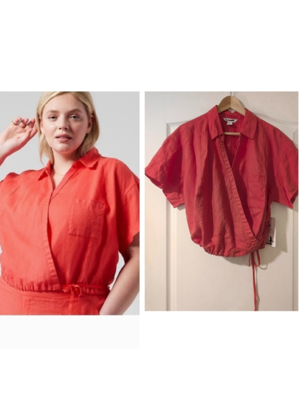 Athleta | Playa Linen Tie Top In Passion fruit Coral